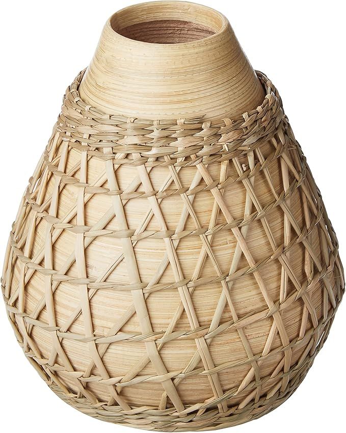 Creative Co-Op Bamboo Seagrass Weave Vase, Beige | Amazon (US)