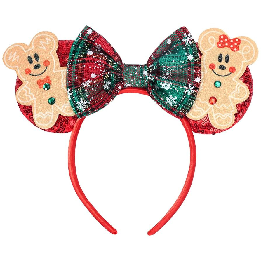 Christmas Mouse Ears Headband, Christmas Ears for Women Adult Kids, Christmas Headband Park Ears ... | Amazon (US)