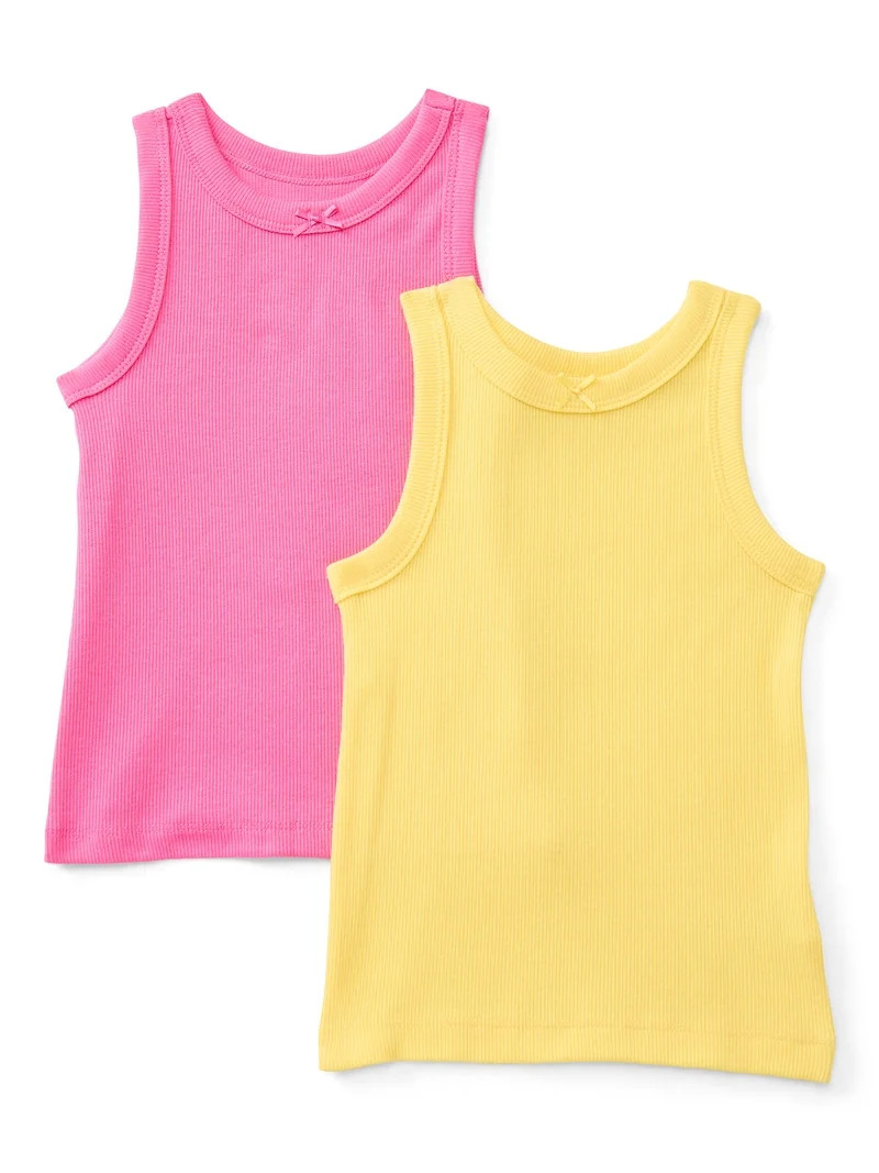 Wonder Nation Toddler Girls Ribbed Tank Top, 2-Pack, Sizes 18M-5T | Walmart (US)