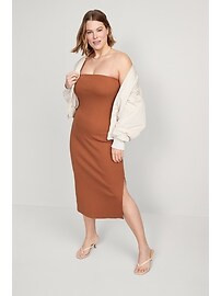 Fitted Rib-Knit Midi Tube Dress for Women | Old Navy (US)