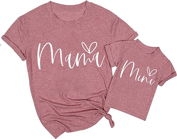 Mama and Mini Shirts Cute Love Heart Graphic Tshirt Mommy and Me Matching Tees Tops Mom and Baby ... | Amazon (US)