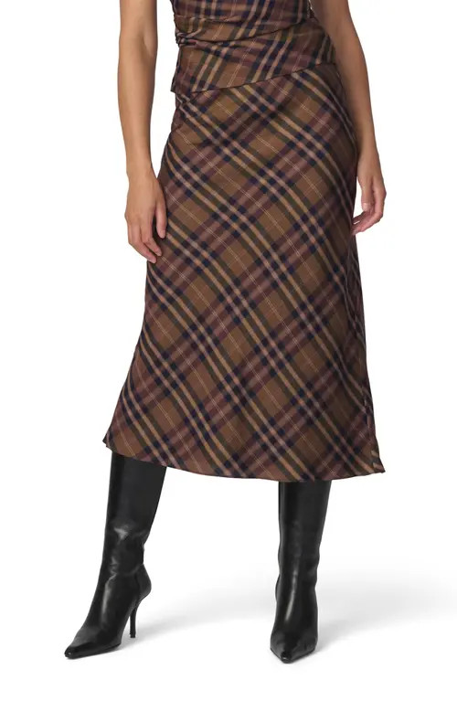 Joe's The Ines Midi Skirt in Camel Plaid at Nordstrom, Size Medium | Nordstrom
