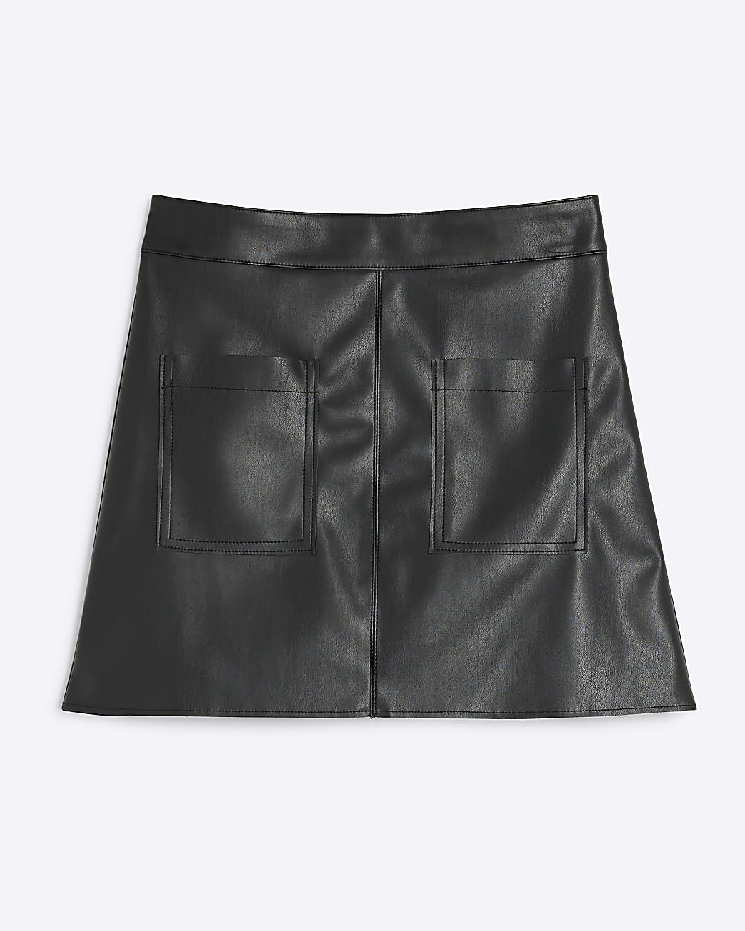 Black faux leather pocket mini skirt | River Island (UK & IE)