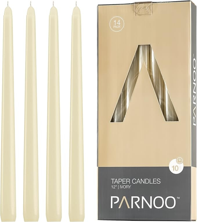 Light In The Dark Ivory Taper Candles - Set of 14 Dripless Candles - 12 inch Tall, 3/4 inch Thick... | Amazon (US)