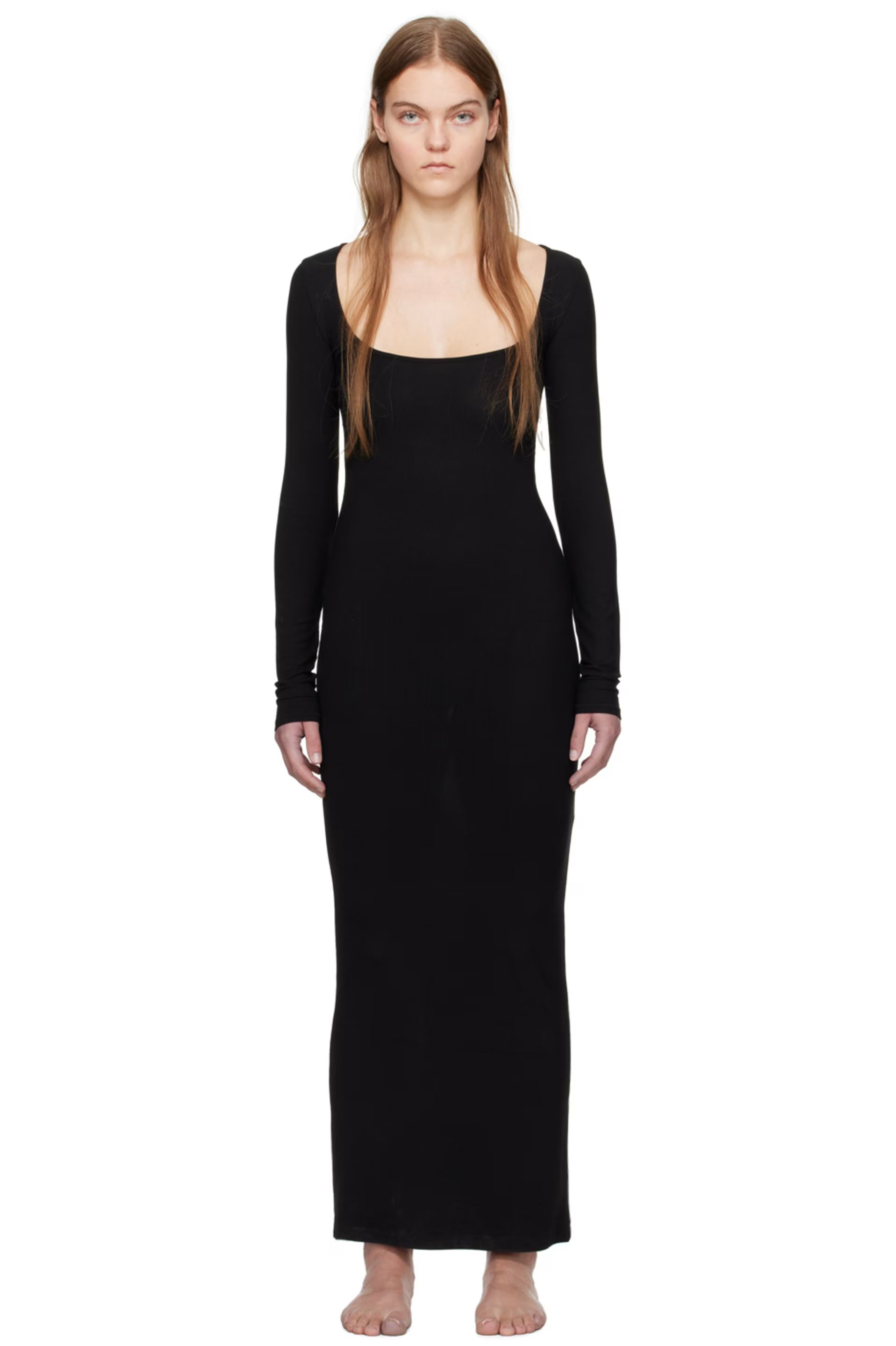 Black Soft Lounge Long Sleeve Maxi Dress | SSENSE
