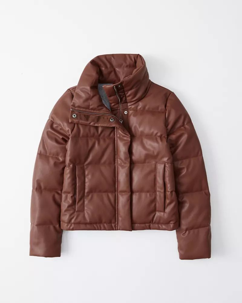 Mini Faux-Leather Puffer Jacket | Abercrombie & Fitch US & UK