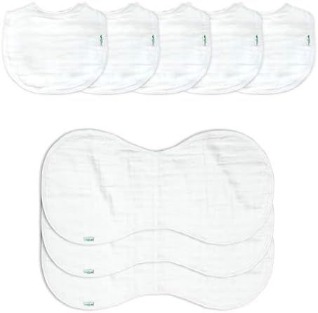 green sprouts Muslin Bibs & Burp Cloths Set Made from Organic Cotton (8Piece), White | Amazon (US)