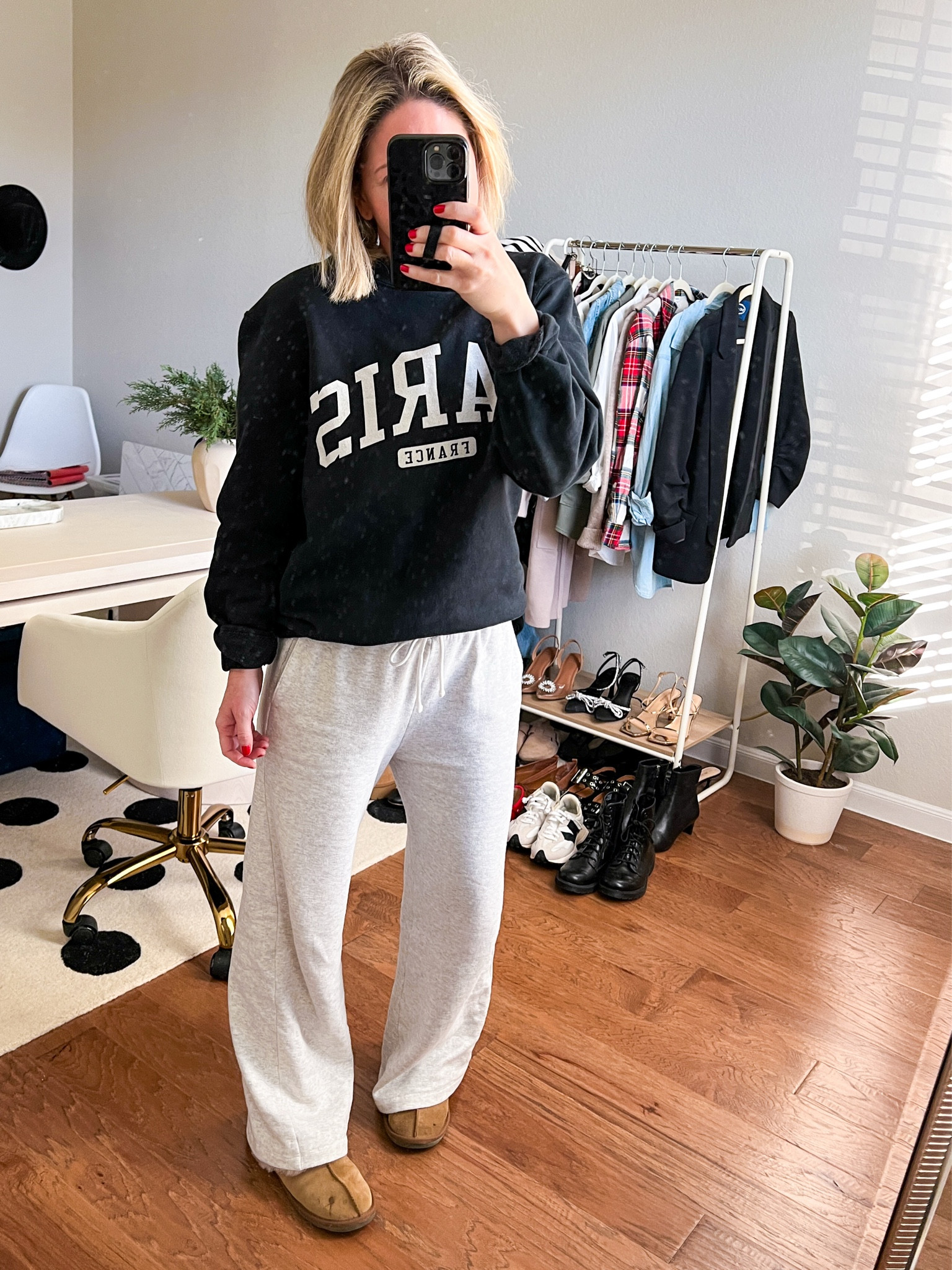 Lounge outfit - what I wore this morning getting the kids ready for school 

Sweatshirt - size up for oversized fit - wearing size M

Wide leg sweatpants size XS - so cozy and soft - have pockets and drawstring elastic waistband.  Comes in other colors 

Slippers 




Loungewear , sweatpants , Abercrombie #ltksalealert #ltkstyletip #ltkfindsunder50 #ltkshoecrush #ltkstyletip

#LTKOver40 #LTKSeasonal #LTKStyleTip