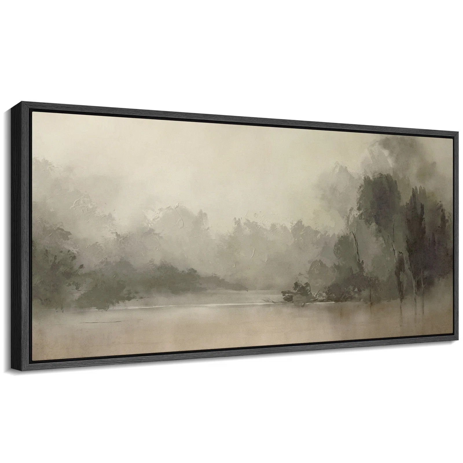 Rustic Countryside "Misty Forest Abstract Landscape Calm Extra Large Framed Artwork Wall Pictures | Wayfair North America