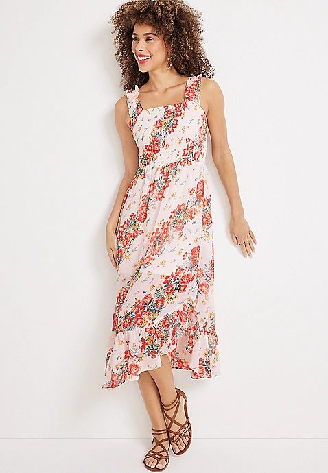 Aster Floral Off The Shoulder Midi Dress | Maurices