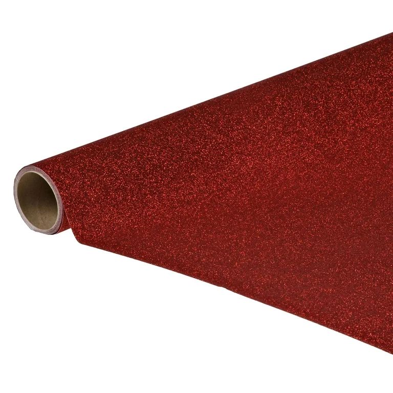 Holiday Time Fine Paper Collection Gift Wrap, Red Glitter | Walmart (US)