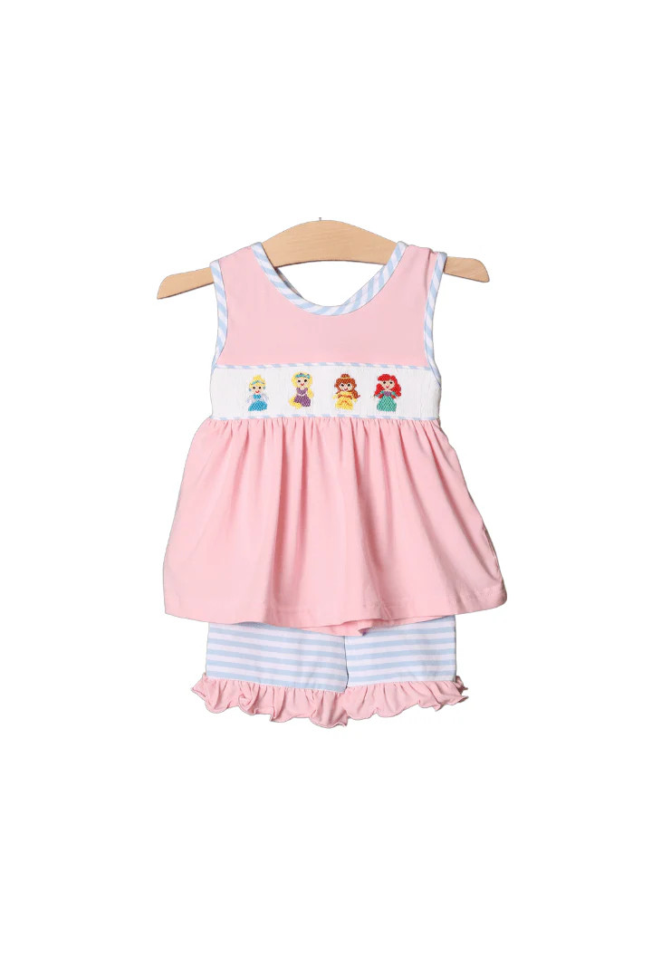 Smocked Pink Princess Bow Set | The Smocked Flamingo