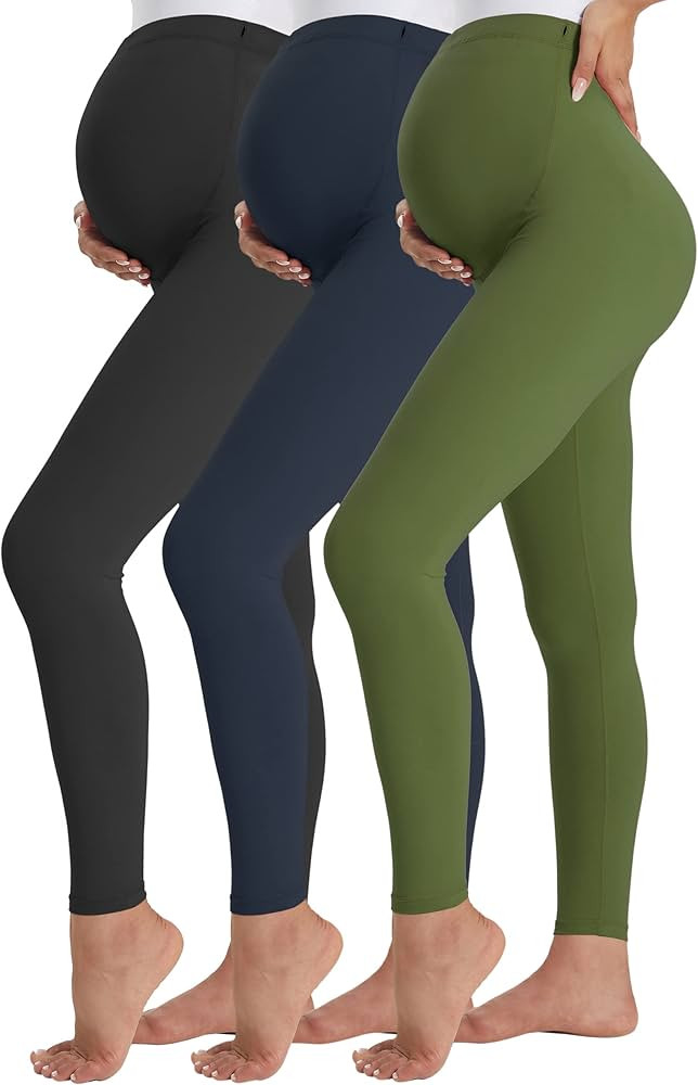 Buttergene Women's Maternity Leggings over the Belly Pregnancy Active Wear Workout Yoga Tights Pa... | Amazon (US)