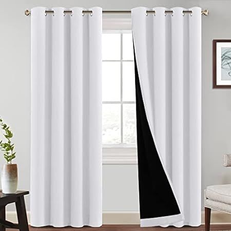Deconovo 100% Blackout Curtains, Faux Linen Extra Long Grommet Room Darkening Drapes, Noise Reducing | Amazon (US)