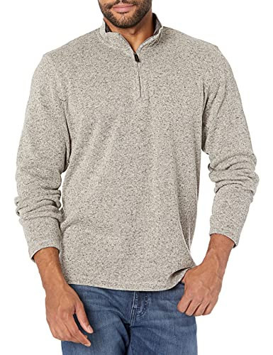 Wrangler Authentics Men's Long Sleeve Fleece Quarter-Zip, Light Heather Gray, 3X-Large | Amazon (US)