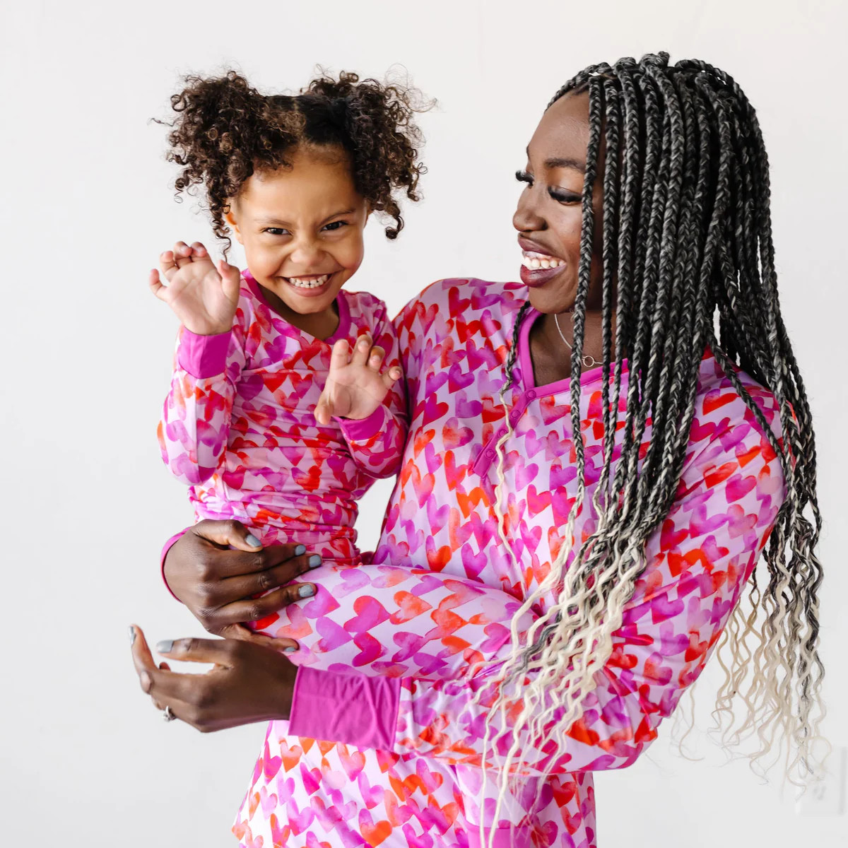 Pink Watercolor Hearts Women's Bamboo Viscose Pajama Top | Little Sleepies