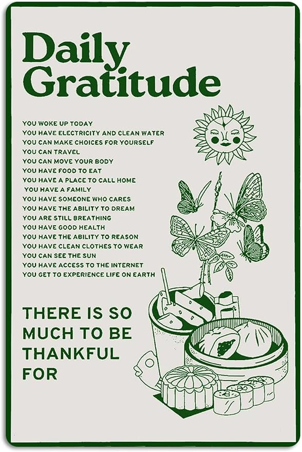 Fmcmly Daily Gratitude Inspirational Metal Tin Sign Green Boho Room Aesthetic Decoration Home Kit... | Amazon (US)