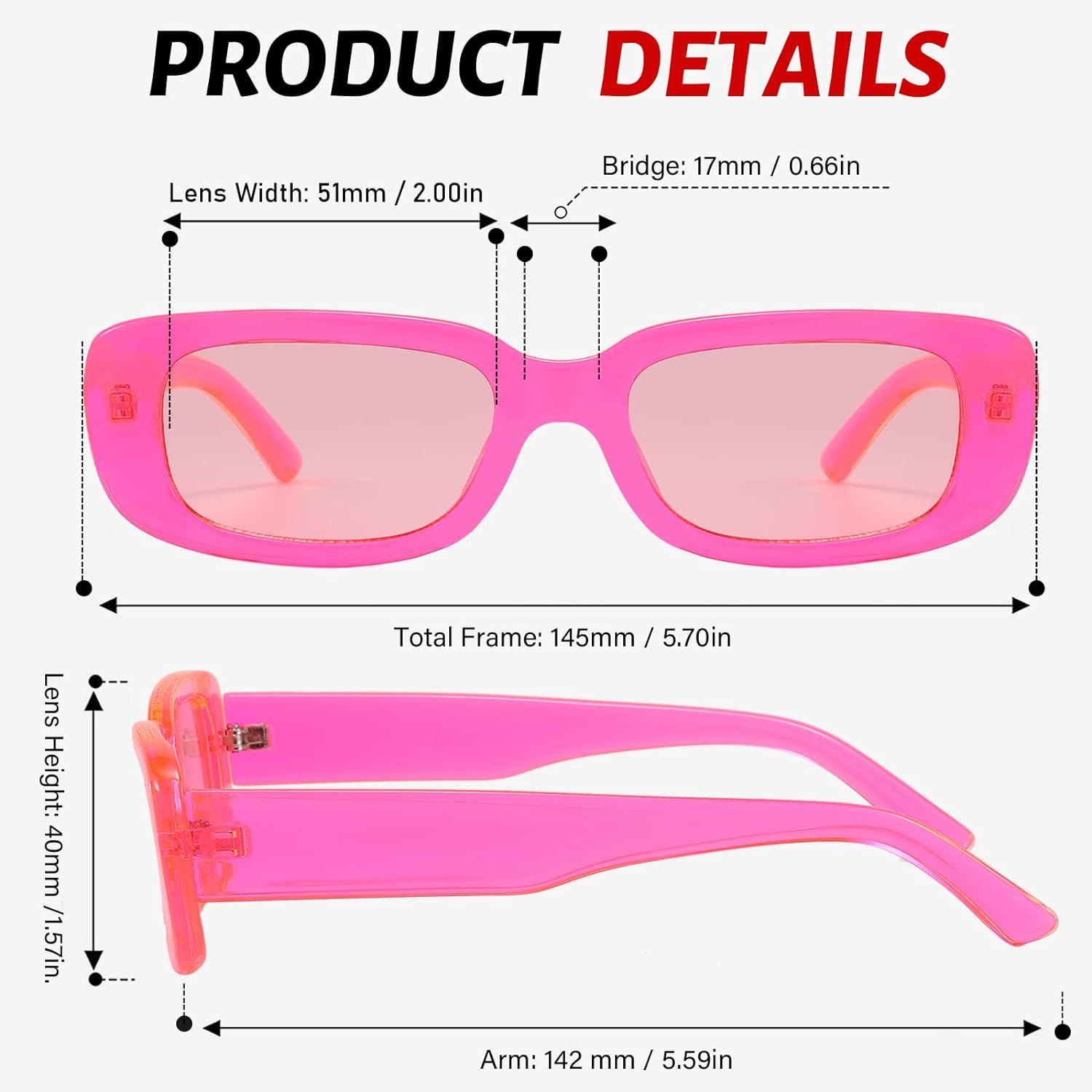 Przene Retro Rectangle Sunglasses Vintage Small Sun Glasses UV Protection for Women Men | Amazon (US)
