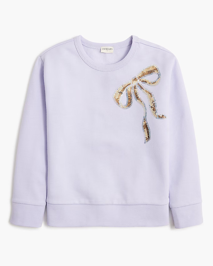 Girls' sequin bow sweatshirt | J.Crew Factory