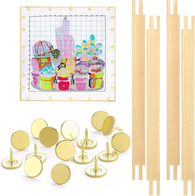 Glooglitter 2 Sets Stretcher Bars for Needlework with Thumb Tacks Regular Needlepoint Stretcher B... | Amazon (US)