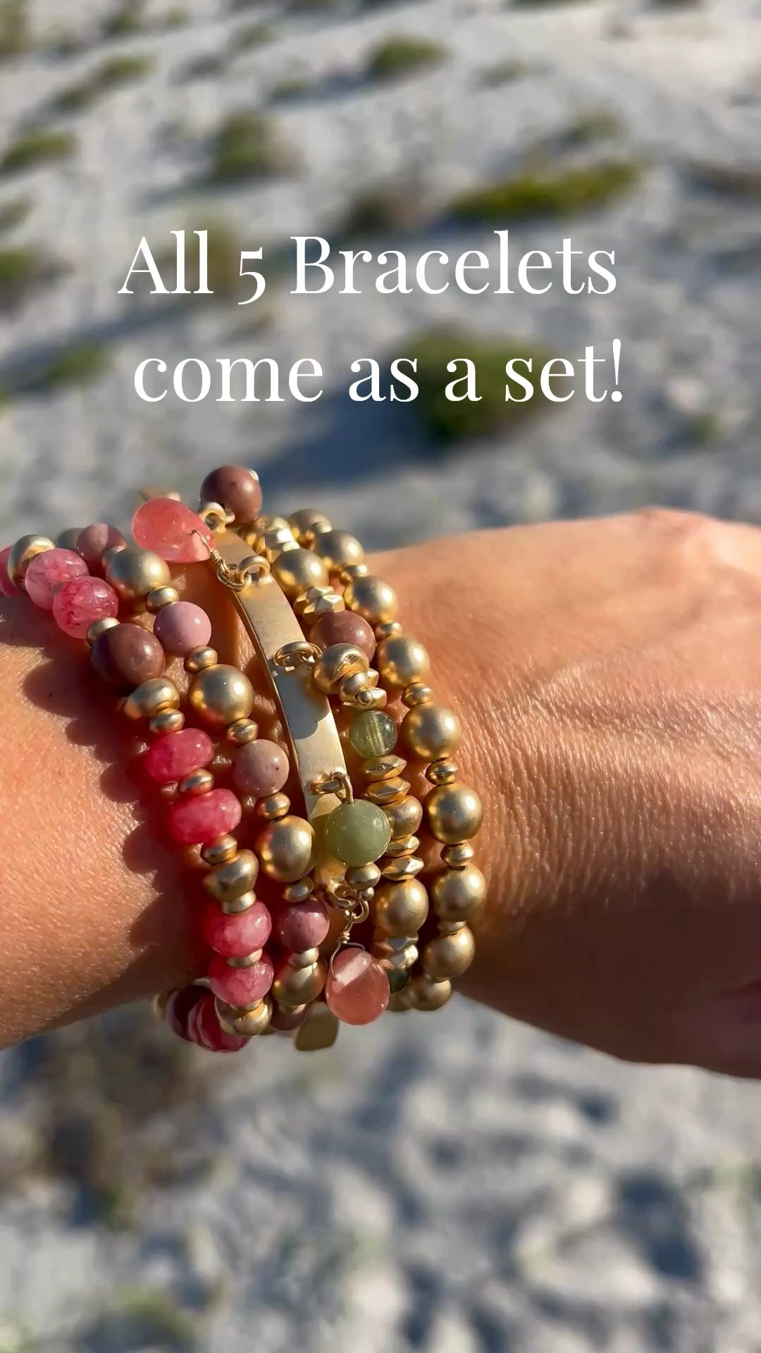 All 5 bracelets come as a set. Great colors for spring and summer. Pinks, greens, golds and earth tones.


#LTKSeasonal #LTKOver40 #LTKMothersDay #LTKU #LTKTravel #LTKgrwm #LTKootd #LTKvlog #LTKSwim #LTKFestival