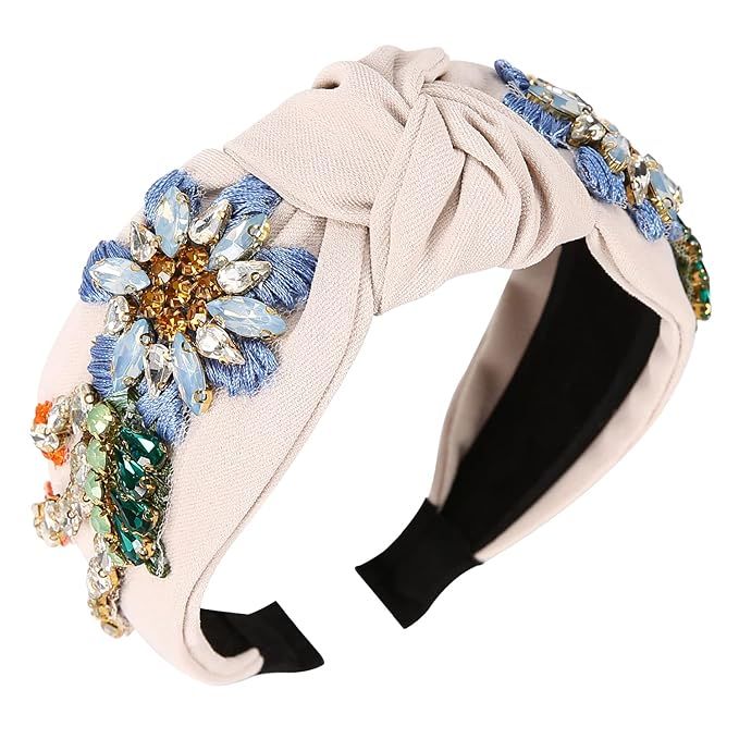 Amazon.com : Qianxuan Rhinestone Crystal Headband For Women Handmade Jewelry Girls Hair Accessori... | Amazon (US)