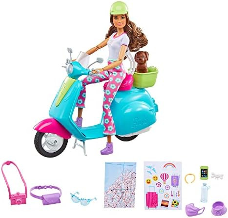 Barbie Fashionistas Doll and Scooter Travel Playset with Pet Puppy and Themed Accessories​​ [... | Amazon (US)
