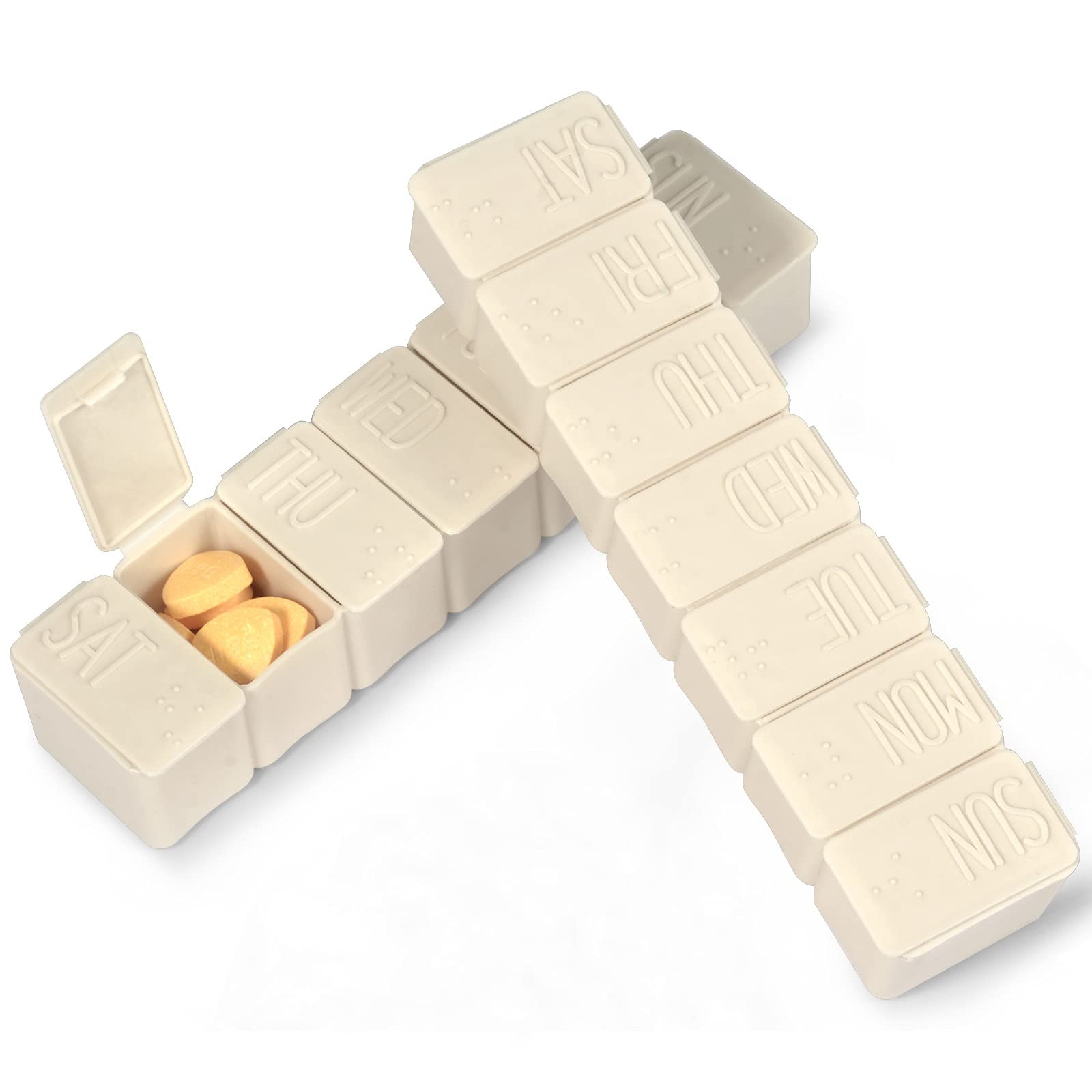 Pill Organizer-Pill Boxes for Travel, 7 Day with Braille Pill case Vitamins Fish Oil Supplements,... | Amazon (US)