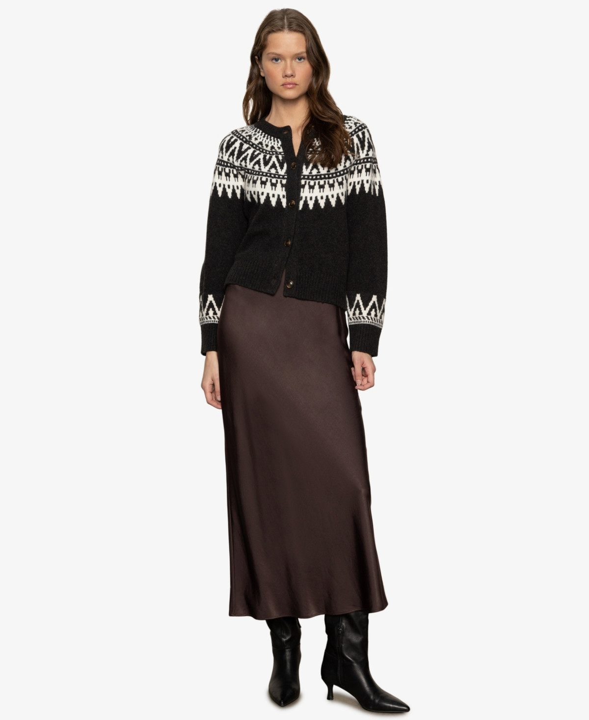 Sanctuary Women's Fairisle Crew Neck Cardigan Sweater - Ink Multi | Macy's