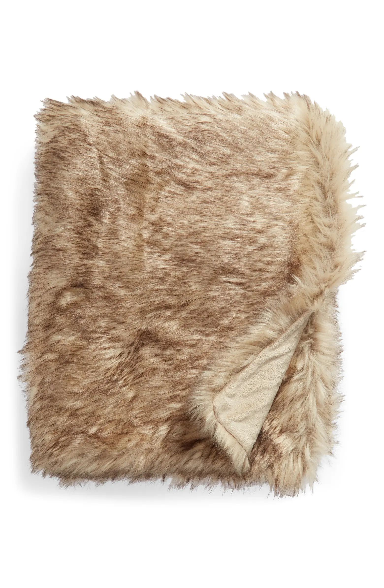 Serene Tipped Faux Fur Throw Blanket | Nordstrom