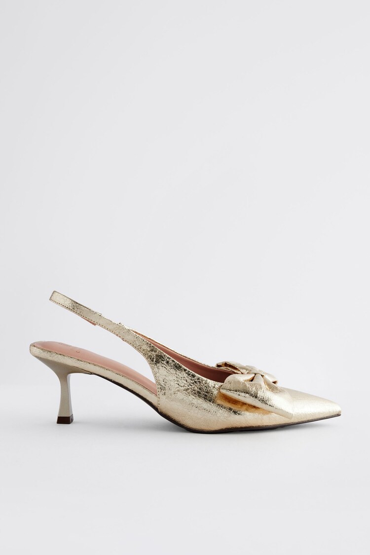 Buy Gold Standard/Wide Fit Forever Comfort® Bow Slingback Kitten Heels from the Next UK online s... | Lipsy