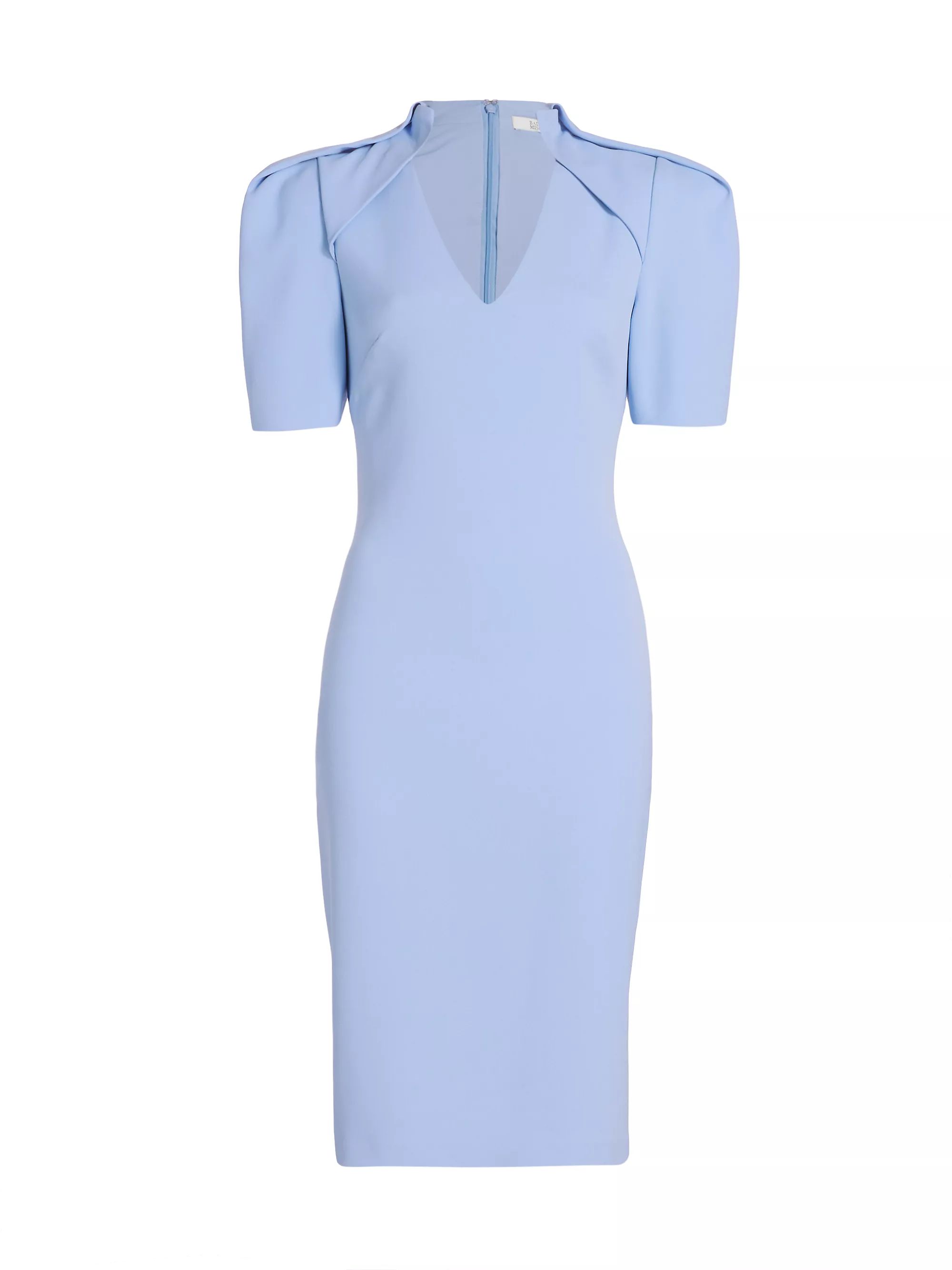 V-Neck Puff-Sleeve Midi-Dress | Saks Fifth Avenue