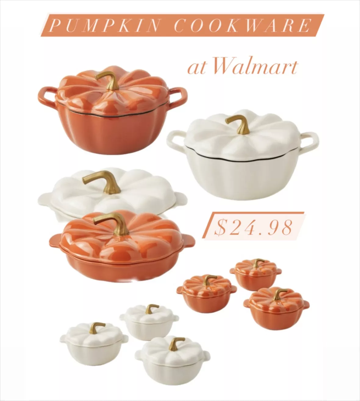 The Pioneer Woman 14.2-Ounce Ceramic Linen Pumpkin Mini Cocottes Set, 3  Count