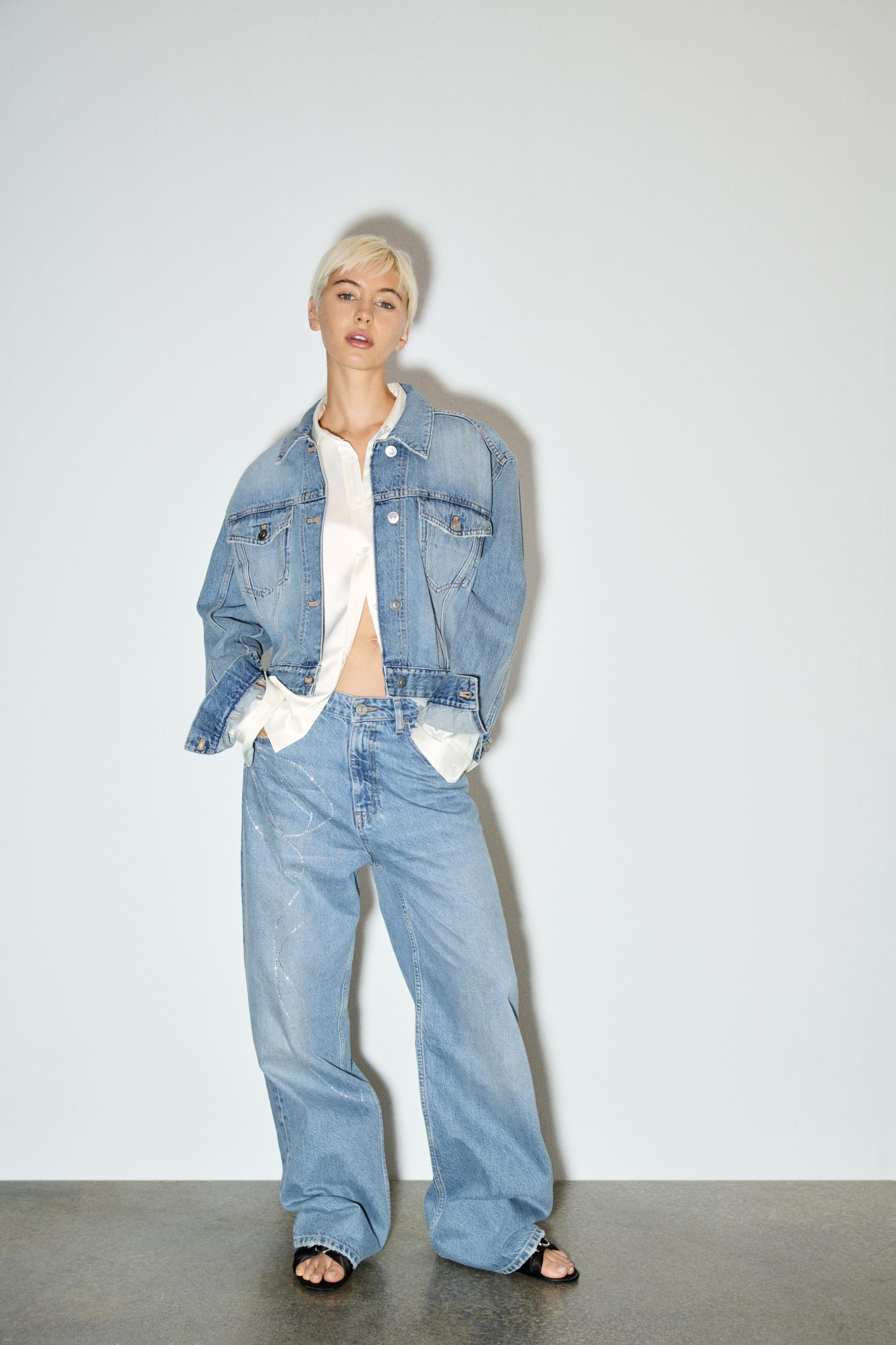 TRF RHINESTONE DENIM JACKET | Zara US