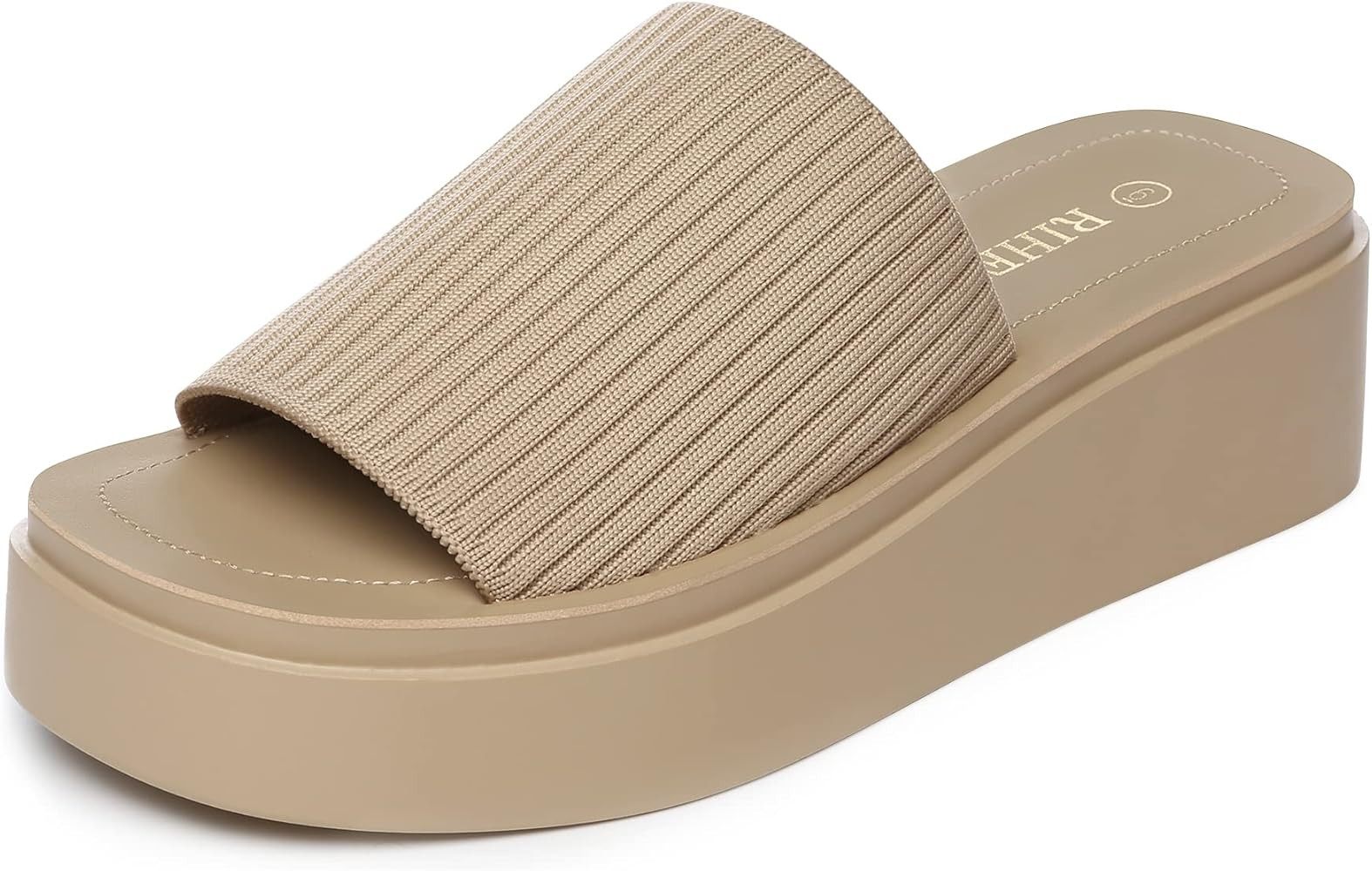 Rihero Women's Knit Platform Sandals Comfort Open Toe Slip On Chunky Slides | Amazon (US)