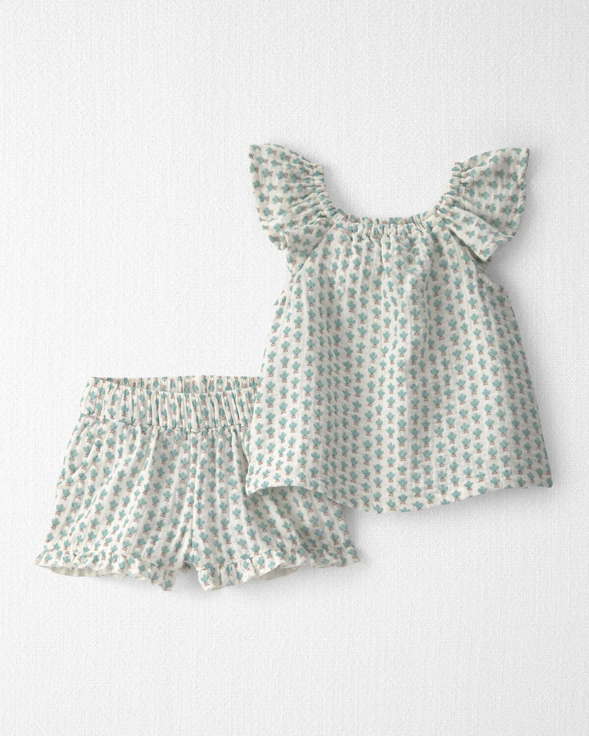 Baby Girl 2-Piece Organic Cotton Gauze Top & Short Set in Floral - Little Planet | Carter's | Carter's Inc
