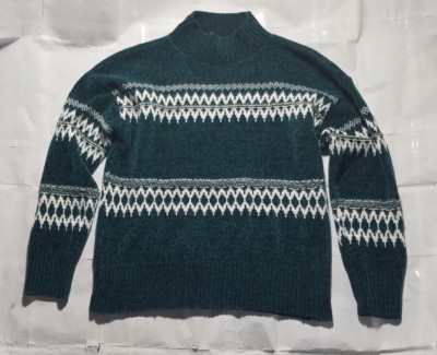 Christian Siriano Sweater Women's Size Large Mock Neck Green &amp; White  | eBay | eBay US