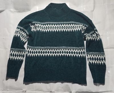 Christian Siriano Sweater Women&#039;s Size Large Mock Neck Green &amp; White  | eBay | eBay US