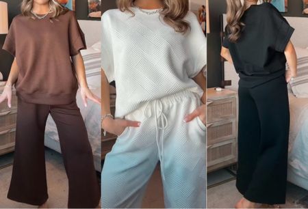 the texture of these sets >>> 🤩 #amazonspringfashion #twopiecesetoutfit #affordablewomensclothing amazon spring fashion must have textured pants short sleeve two piece lounge wear set outfit inspo affordable womens clothing 

#LTKSeasonal #LTKstyletip #LTKfindsunder50