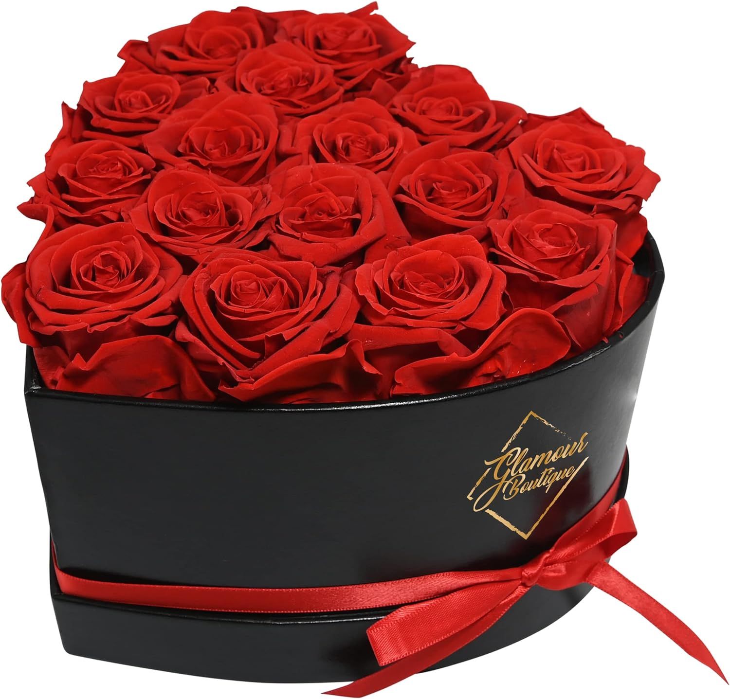 GLAMOUR BOUTIQUE 16-Piece Forever Flowers Heart Shape Box - Preserved Roses, Immortal Roses That ... | Amazon (US)