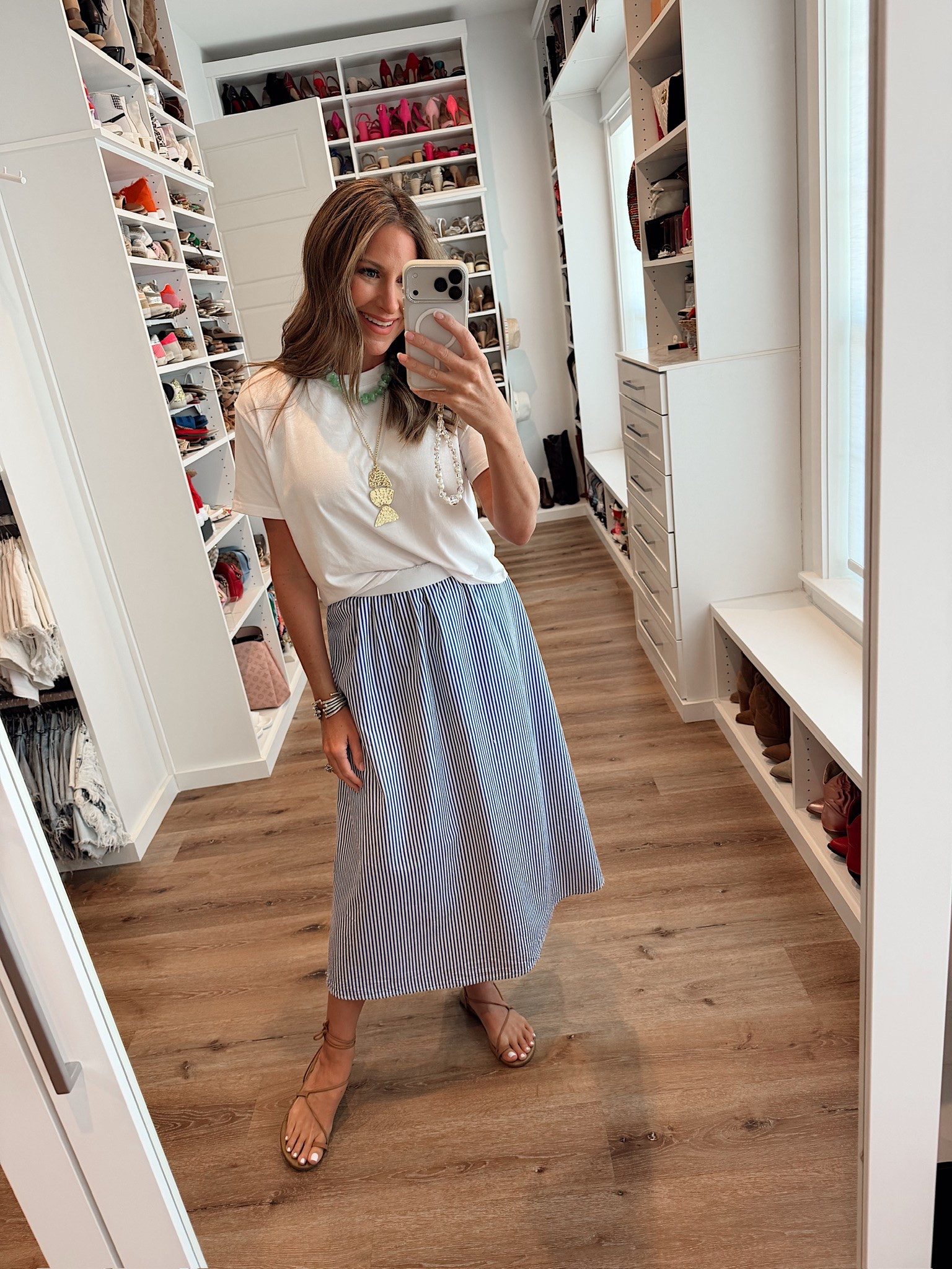 In a small top, medium skirt, sandals, necklace and accessories- fits tts.

#LTKootd #LTKgrwm #LTKSeasonal
