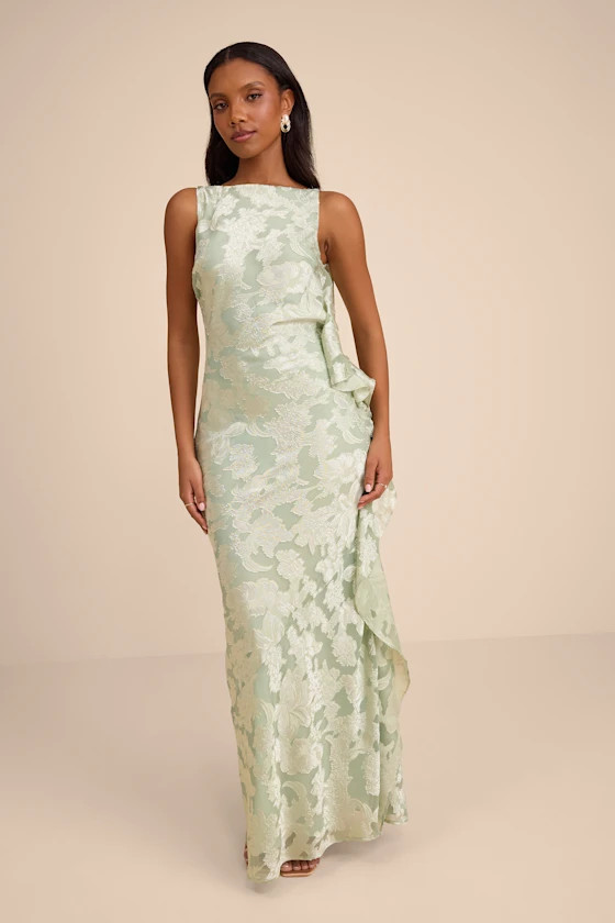 Narelle Sage Floral Burnout Ruffled Maxi Dress | anniversary dress  | Lulus