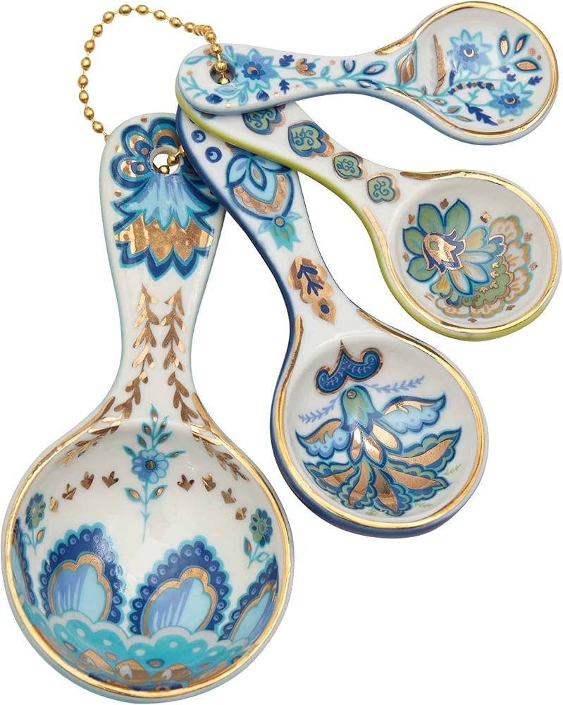 Amazon.com: Mary DiSomma’s Ceramic Measuring Spoons (Set of 4) | Unique Signature Floral Print ... | Amazon (US)