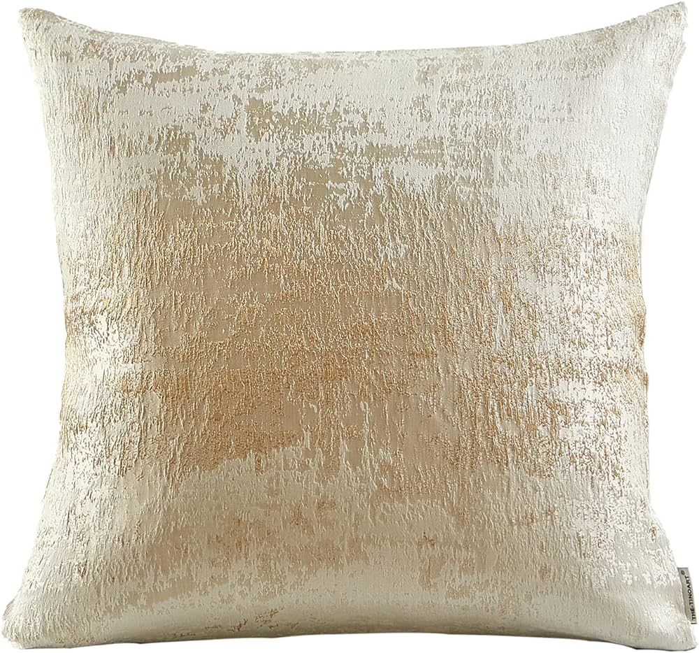 White and Gold Jacquard Pillow Covers 20X20 Glitter Gold Splashed Throw Pillow Cover Reversed Sof... | Amazon (US)