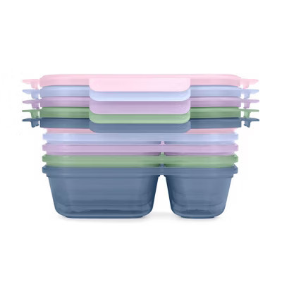 Ello Snap and Nest 10pc 3c divided Food Storage Container Set Pink/Purple | Target