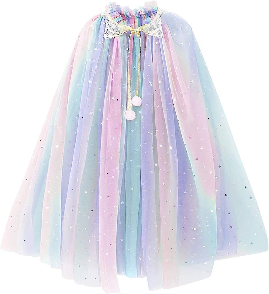 Amazon.com: Princess Cape Colorful Princess Cloak, Princess Fancy Dress Halloween Costume Sparkli... | Amazon (US)