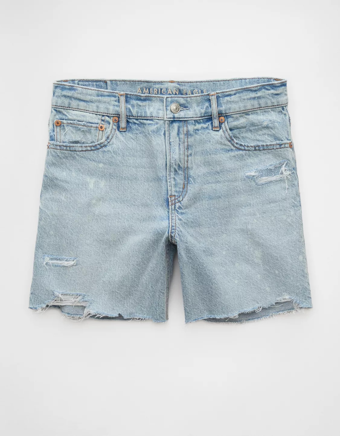AE Strigid Ripped Super High-Waisted 6" Relaxed Denim Short | American Eagle Outfitters (US & CA)