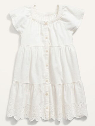 Button-Front Cutwork-Hem Swing Dress for Toddler Girls | Old Navy (US)