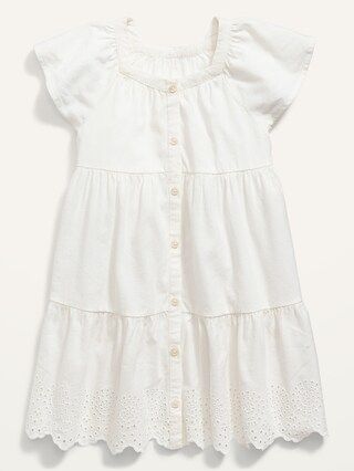 Button-Front Cutwork-Hem Swing Dress for Toddler Girls | Old Navy (US)