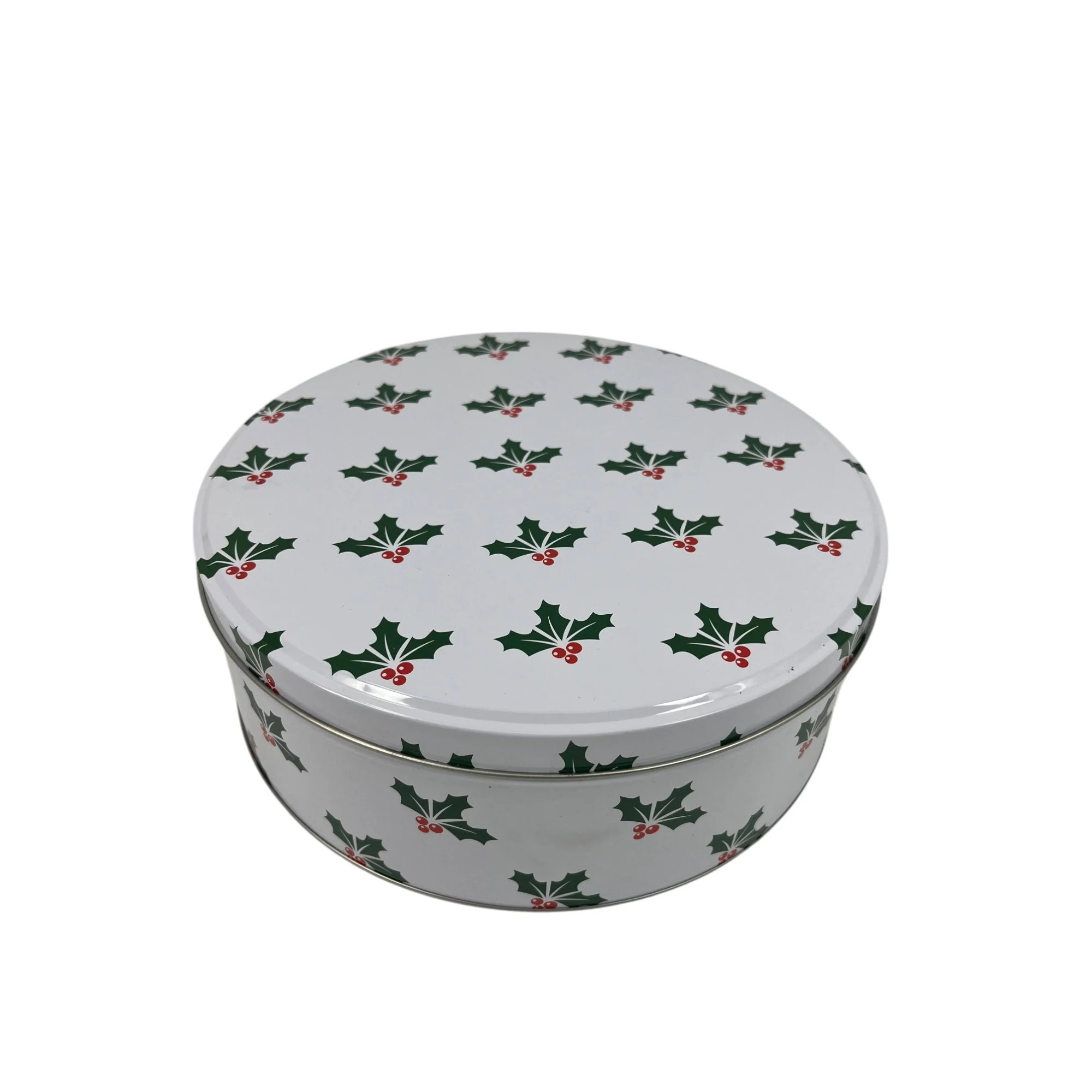 Holly Large Round Gift Tin, White, 9.75" x 3.75", 1 Count, by Holiday Time | Walmart (US)